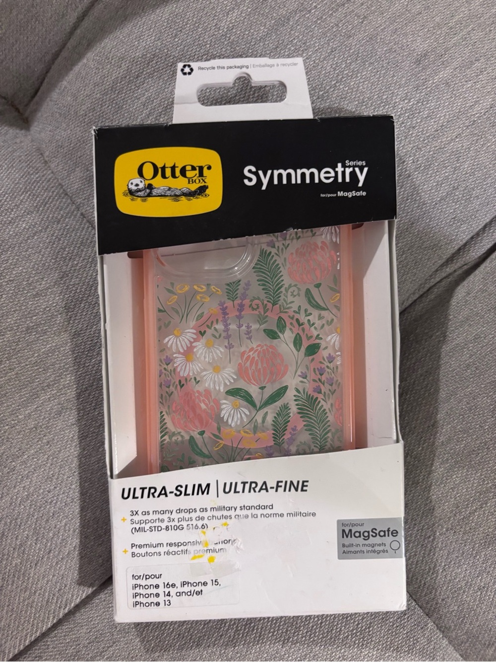 iPhone 16e 15 14 13 OtterBox Symmetry Series Clear Floral Case - NWT
